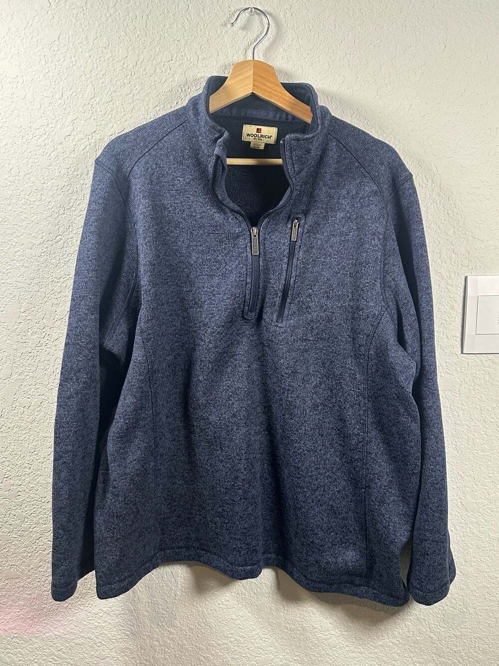 Woolrich 1/4 Zip Pullover Size XL Blue Heather Fleece Sweater